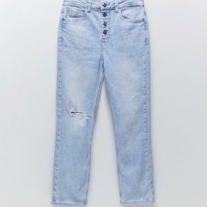 Buttoned Hi-Rise Slim Jean ( Light blue/US 2 )